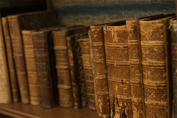 Row of antique books