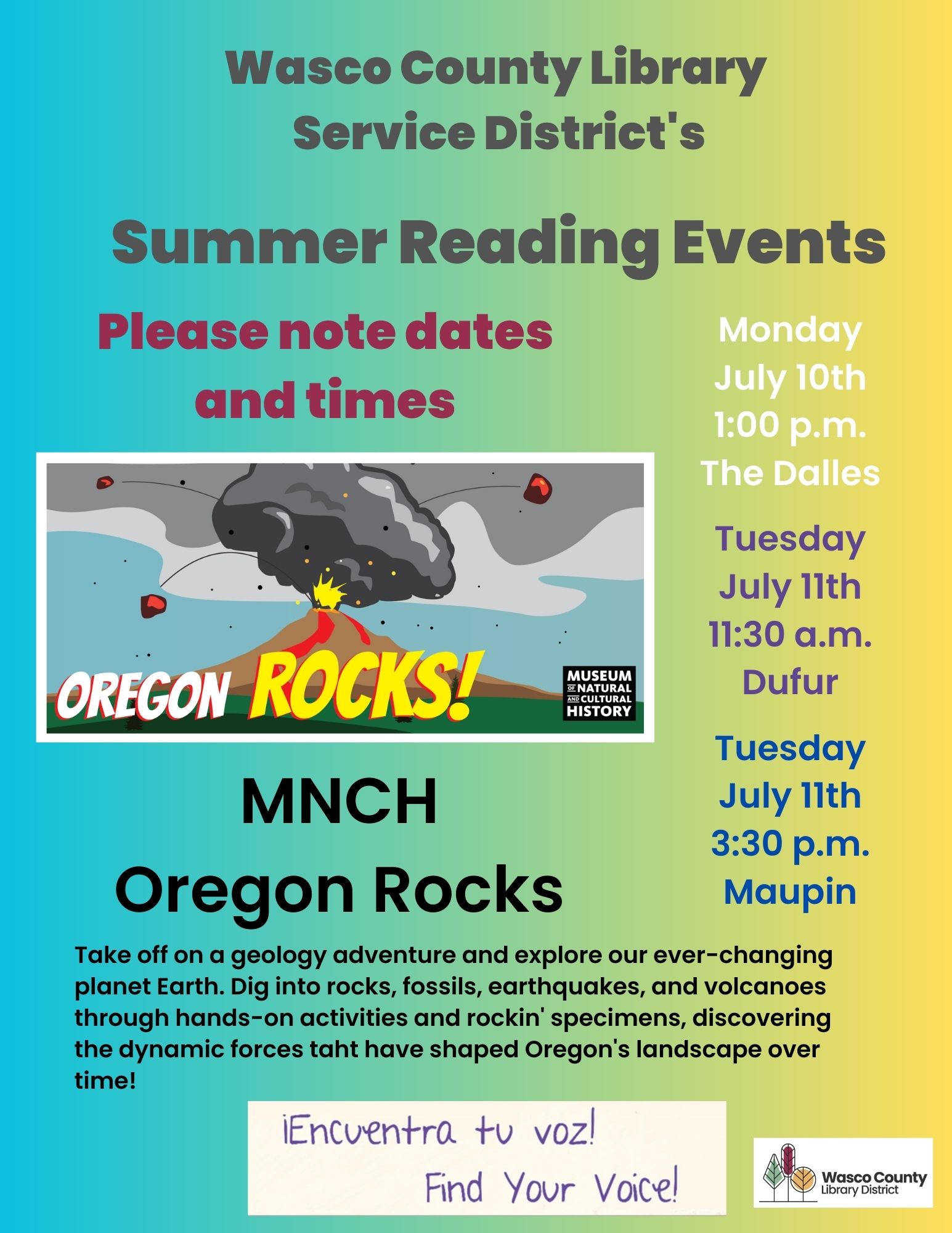 Summer Reading event - Oregon Rocks