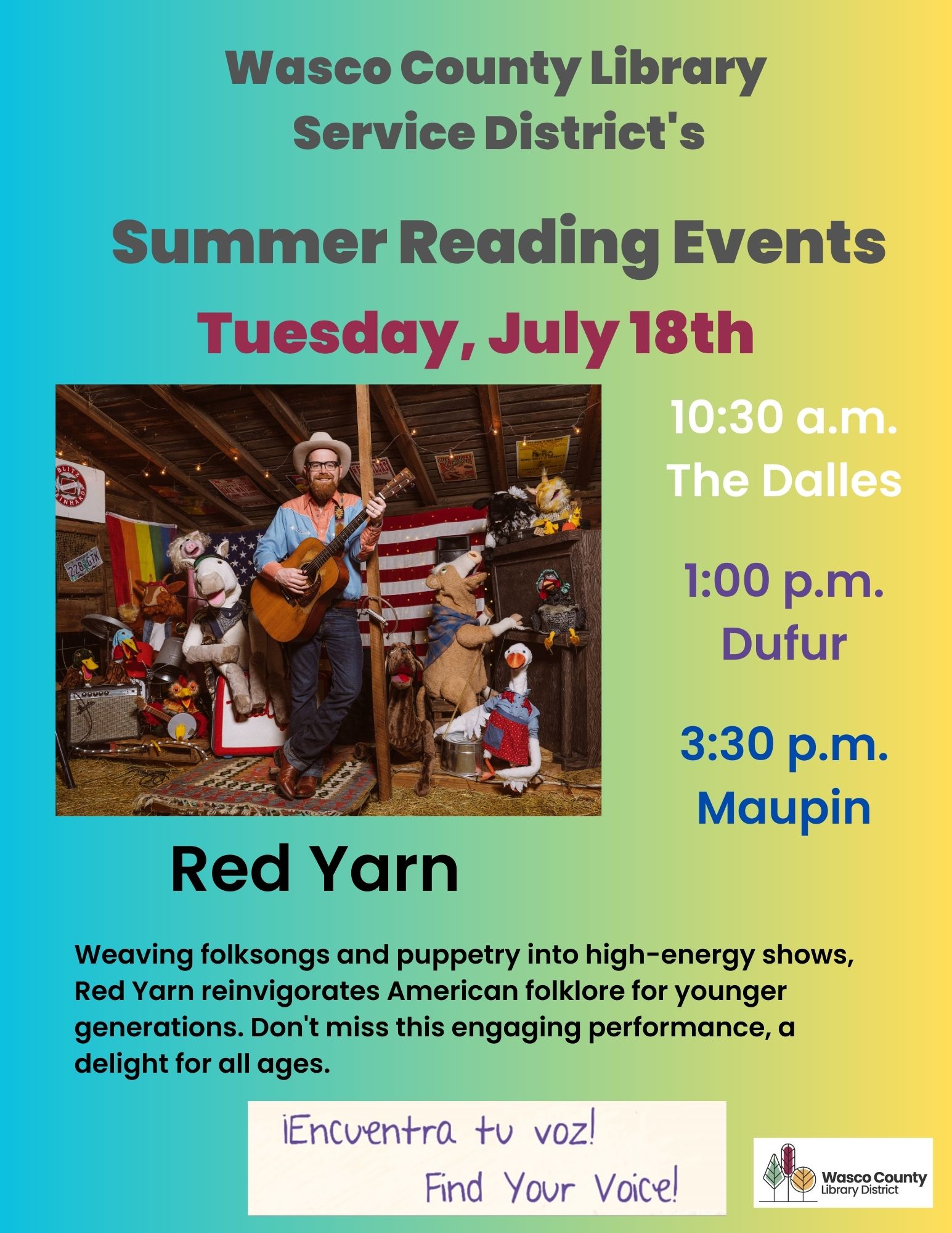 Red Yarn weaves folksongs and puppetry into high-energy shows for all ages.
