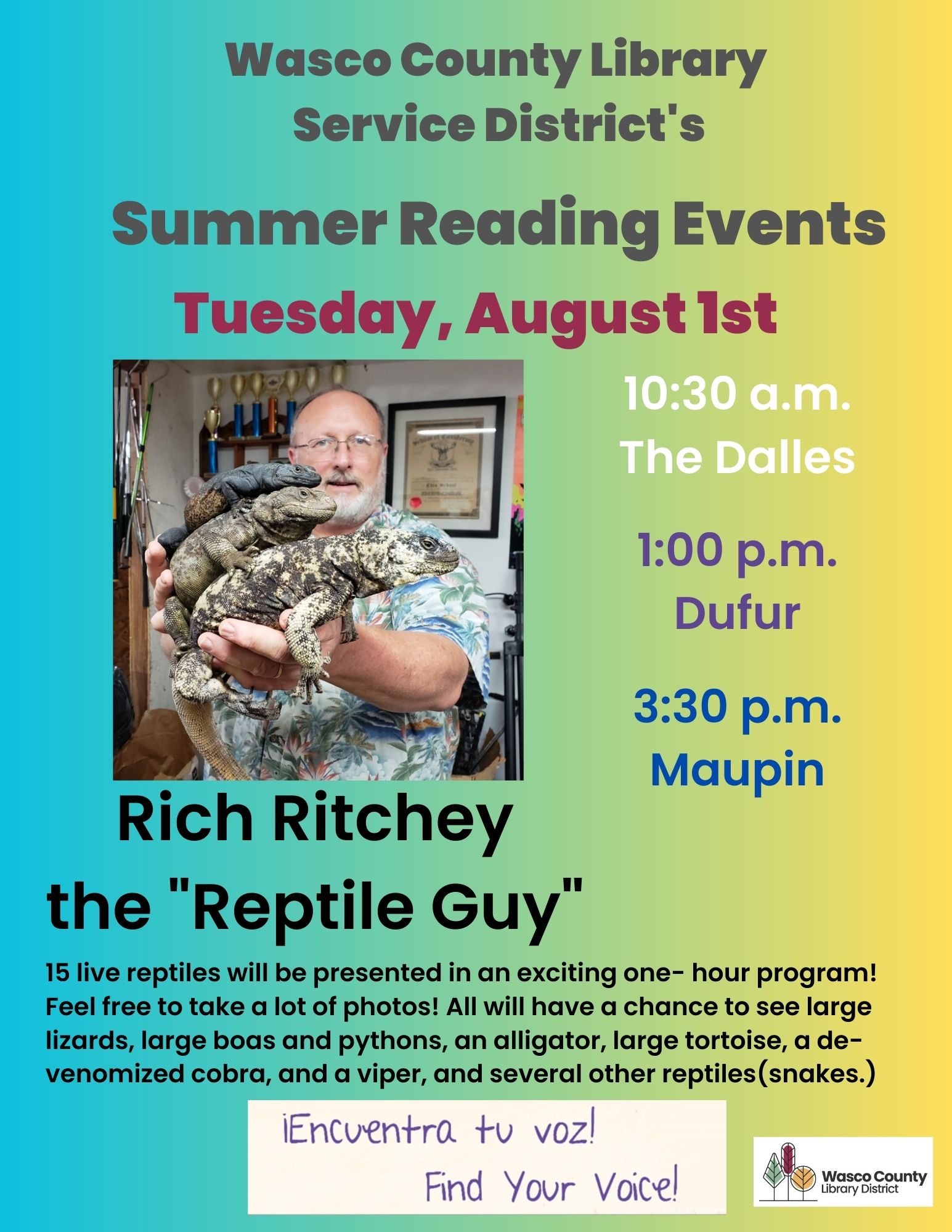 Summer Reading event - Rich Ritchey, the Reptile Guy
