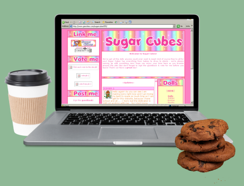 image of coffee cookies and laptop