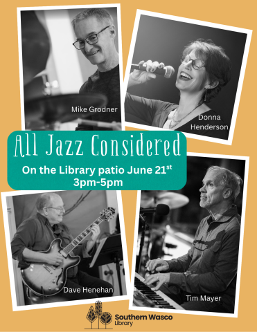 All Jazz Considered, photos of Jazz band, On the library patio June 21st 3-5 pm