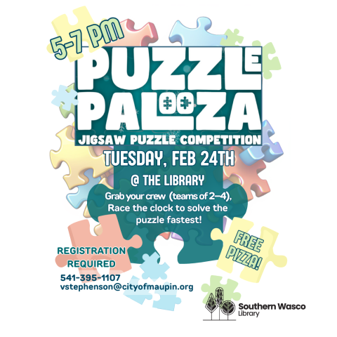 Puzzle Palooza, Tuesday February 24- 5-7 pm