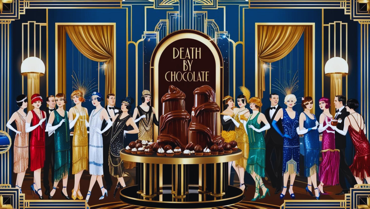 picture of a 1920s party with chocolate fountain