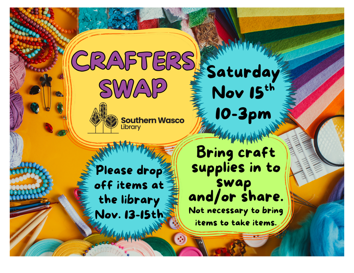 Craft Exchange, Saturday Nov 15th 10-3 pm.  Bring supplies in to swap or share